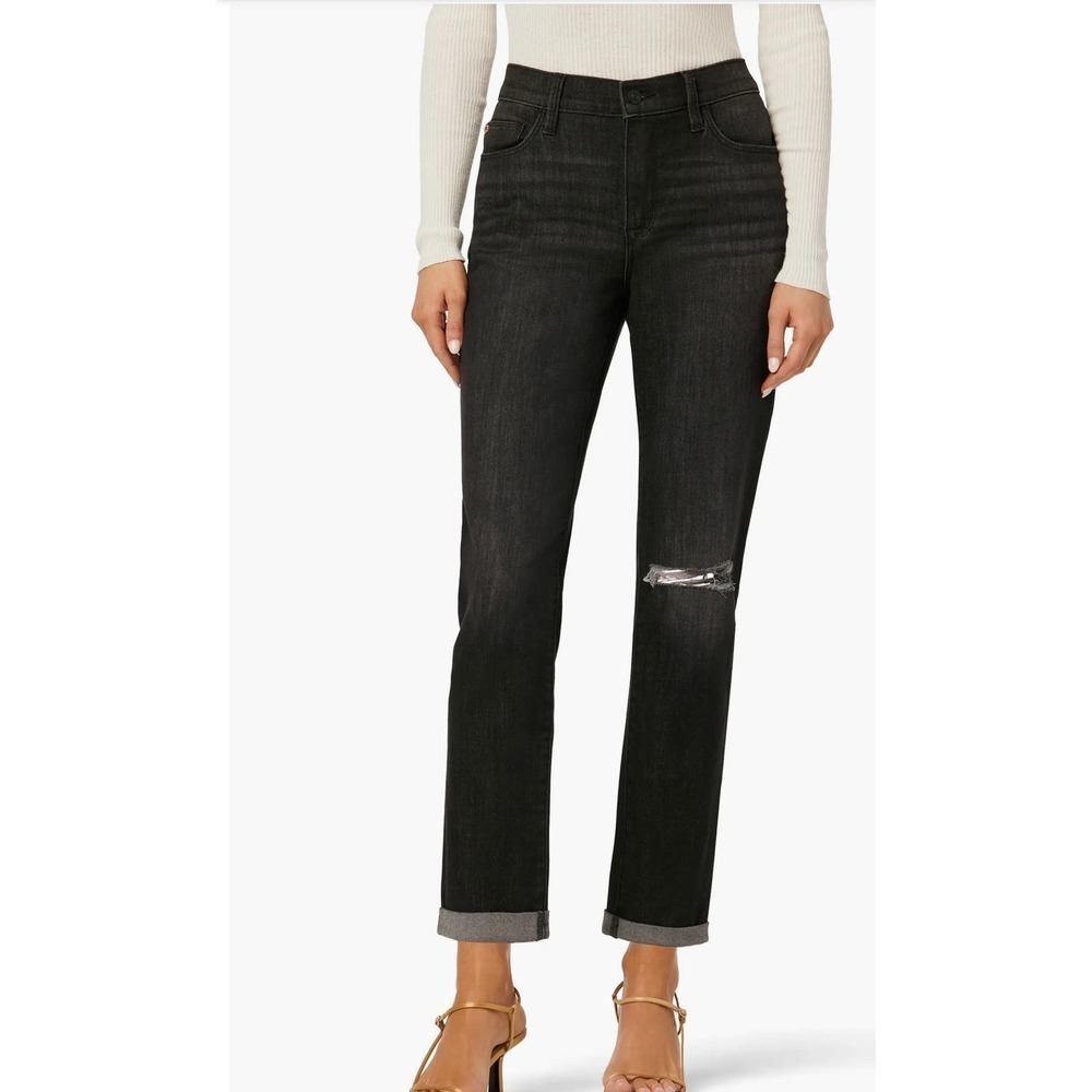 Hudson Natalie Distressed Slim Fit Boyfriend Jeans size 29 black